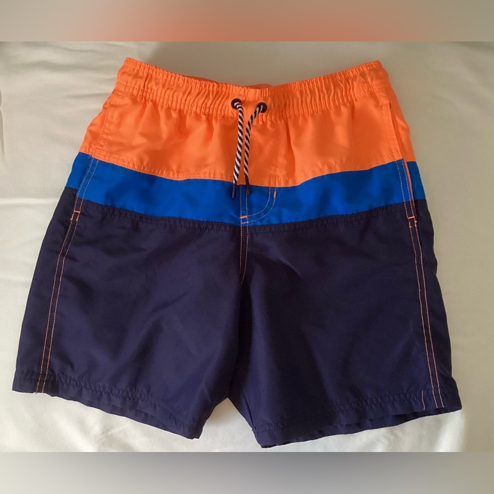 Cat & Jack Orange and Blue Swim Trunks Elastic Waistband